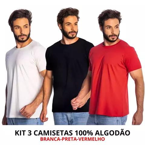 Kit 3 Camisas Masculina Lisa Algodão Premium