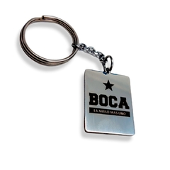 Llavero Boca La Mitad + 1 De Acero Quirúrgico Con Grabado Personalizado