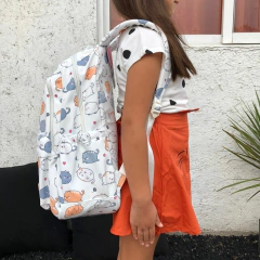 Mochila Blanca Gatitos Gordos - CLB