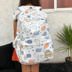 Mochila Blanca Gatitos Gordos - tienda en línea