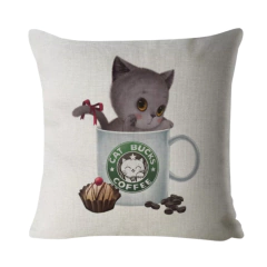 Cojín de Lino Catbucks Coffee