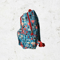 Mochila Azul Gatitos y Flores - comprar en línea