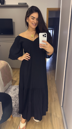 Vestido longo manga - comprar online