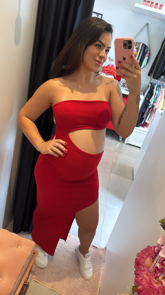 Vestido mídi fenda - comprar online