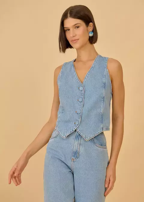 COLETE JEANS BOTOES FORRADOS JEANS - comprar online