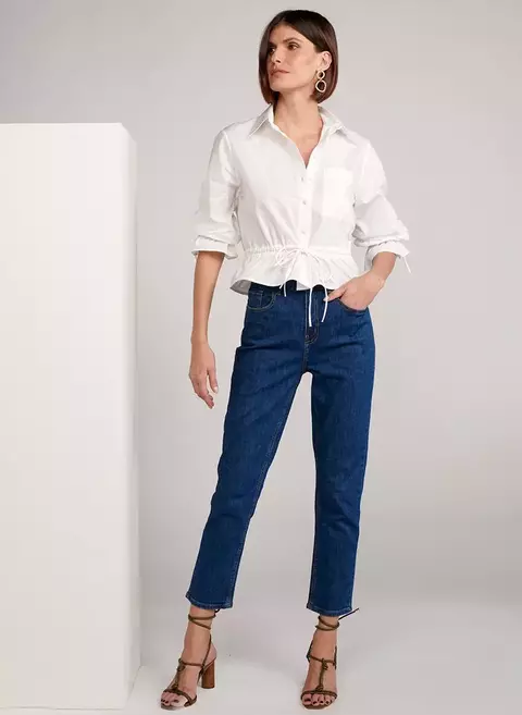 CALÇA PAULA RETA CURTA JEANS MEDIO - comprar online
