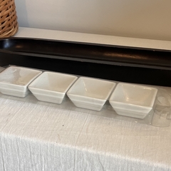 Cuencos cuadrados cerámica blanca para salsa soja / dips x 4. - tienda online