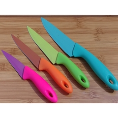 Kit conjunto de faca 4 peças coloridas de inox - comprar online