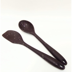 Kit espátula de silicone colher de silicone marrom confeite