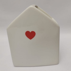 Vaso decorativo cachepot porta treco caneta casinha casa branco cerâmica - comprar online