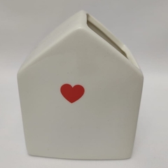 Vaso decorativo cachepot porta treco caneta casinha casa branco cerâmica - Dininha Utilidades