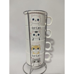 Kit conjunto de canequinha 4 peças e suporte de caneca decor - Dininha Utilidades