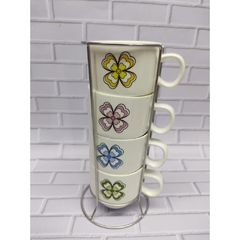 Kit conjunto de canequinha 4 peças e suporte de caneca decor - comprar online