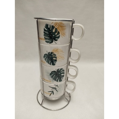 Kit conjunto de canequinha 4 peças e suporte de caneca decor na internet
