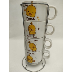 Kit conjunto de canequinha 4 peças e suporte de caneca decor