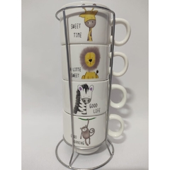 Imagem do Kit conjunto de canequinha 4 peças e suporte de caneca decor