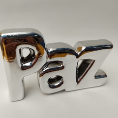 Palavra decorativa paz prata cerâmica - comprar online