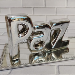 Palavra decorativa paz prata cerâmica na internet