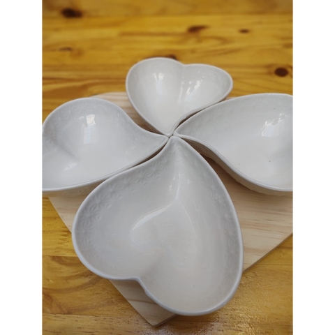 Kit 4 bowl molheira mini petisqueira decorada coração