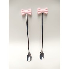 Colher de café bailarina cabo longo aço inoxidável laço 2 pçs color - comprar online
