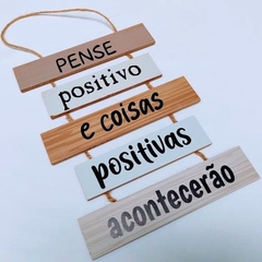 Placa decorativa madeira mdf com corda pendurar frases positivas - loja online