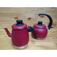 kit bule e chaleira para café ou chá alumínio de 1200ml - Dininha Utilidades