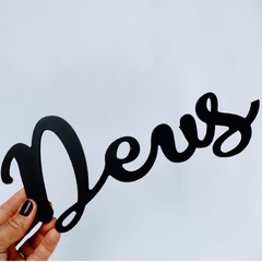 Palavra Deus decorativa em MDF preto 30 cm