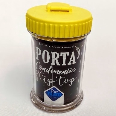 Porta condimento tempero saleiro com tampa flip top