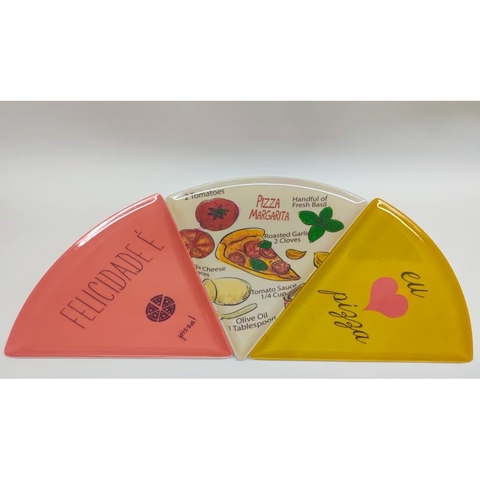 4 quatro Prato de pizza triangular em melanina para fatia ou pedaço