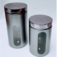 Conjunto kit 2 pote porta mantimentos organizador de plástico 1,5lt e 2lt
