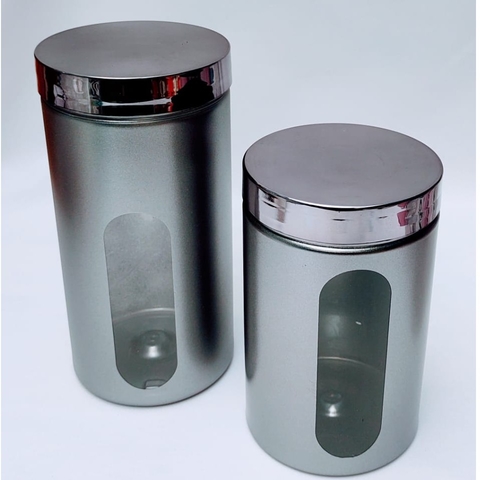 Conjunto kit 2 pote porta mantimentos organizador de plástico 1,5lt e 2lt