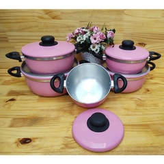 Conjunto de 5 panela de alumínio rosa