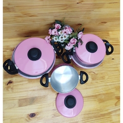Conjunto de 5 panela de alumínio rosa - comprar online