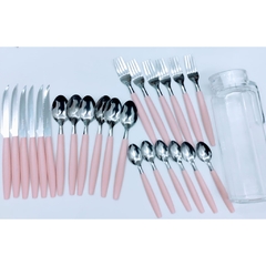 Jogo de talher inox com jarra de vidro churrasco