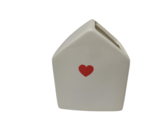 Vaso decorativo cachepot porta treco caneta casinha casa branco cerâmica