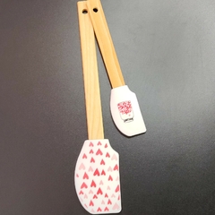 Conjunto 2 pçs Espátula de silicone com cabo de bambu estampa - Dininha Utilidades