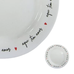 Jogo Conjunto 4 Prato Raso de Mesa Decor Love Aqui tem Amor 24cm na internet