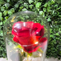Redoma Luminária Decorativa Flor Rosa Vermelha LED 22cm na internet