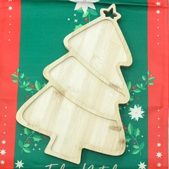 Petisqueira de Bambu c/ Divisórias em Formato de Árvore de Natal 29cm