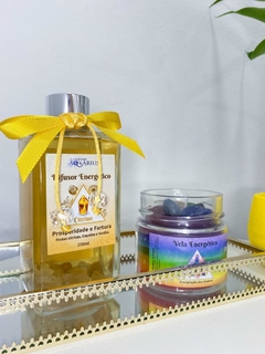 Vela aromática - linha cristais - energização dos chakras - Floricultura Arte e Cheiro