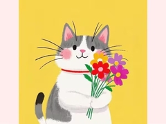 Card Linha Cute - Gatinho com Flores - comprar online