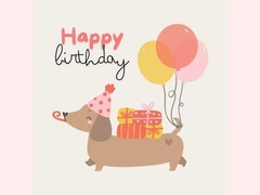 Card Linha Cute - Cachorro Salsicha Aniversário - comprar online