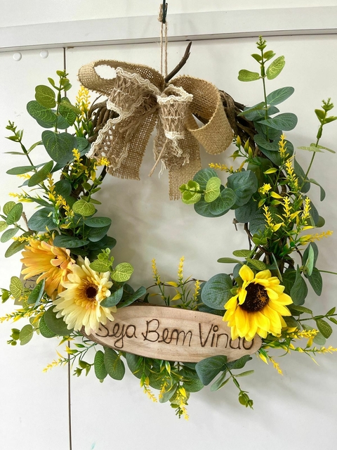 Guirlanda Girassóis "Seja Bem Vindo" (FLORES ARTIFICIAIS)