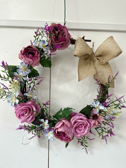 Guirlanda Rosas Lilás (FLORES ARTIFICIAIS) - comprar online