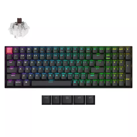 A02210 - Teclado mecánico K4 QMK 96% RGB bluetooth / wired Inglés US (Negro) - KEYCHRON - comprar online