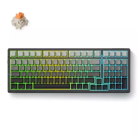 A02254 - Teclado mecánico Gamer G98 Pro Bluetooth Wired 2.4ghz con switch Flame Orange Inglés Us (Negro) - MCHOSE - comprar online