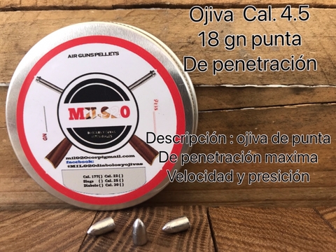 Ojiva Cal 4.5/.177 mm - 18 gn