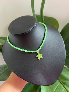 Colar Miçanga Estrela Verde
