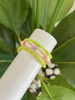 Pulseira Miçanga Concha Verde Limão