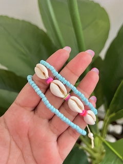 Pulseira Miçanga Azul Concha - comprar online